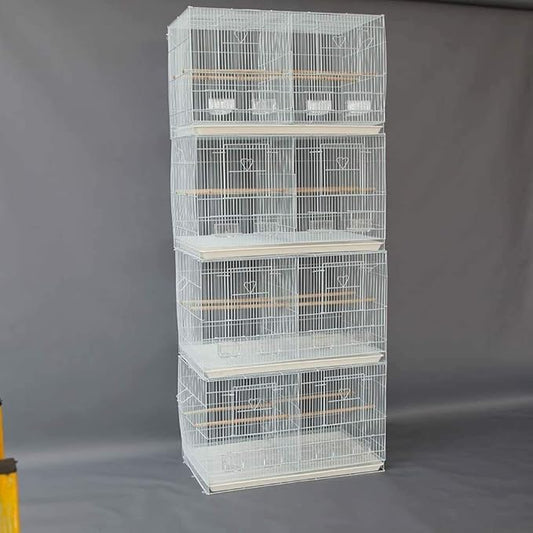 Seny Lot of 4 Breeding Bird Carrier Cage with Dividor for Parakeet Canary Finch Lover Bird (White)