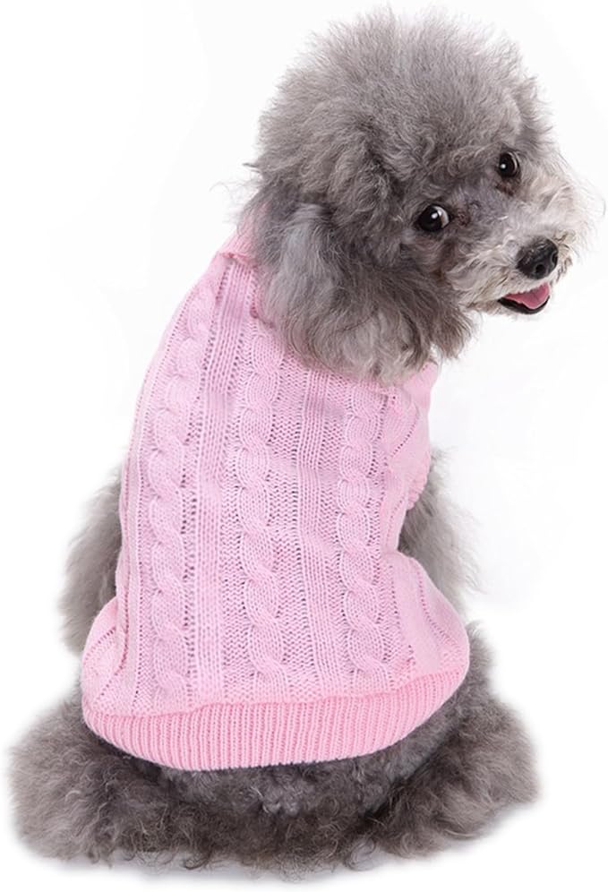 CHBORCHICEN Small Dog Sweaters Knitted Pet Cat Warm Dog Sweatshirt Winter Clothes Kitten Puppy Sweater (XX-Small, Pink)