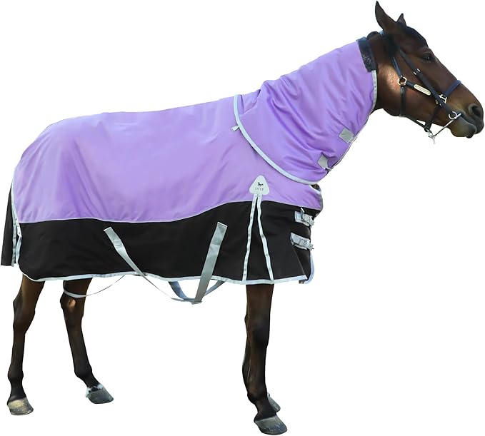 Horse Turnout Blankets Horse Blanket Winter Water Resistant,220-Gram Polyester Poly Filling Liner 1200D Premium Turnout Horse Blanke for Winter,Medium Weight Blanket 81 inches,155cm