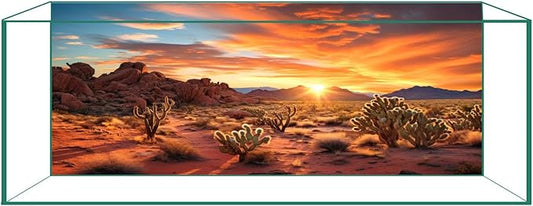 Aquarium Background & Terrarium Background – Ultra HD Static Cling, Tape-Free, Desert Sunset Design for Reptile Tank Decorations, Perfect for Bearded Dragon and Leopard Gecko Tanks 17.7 X 35.4 Inches