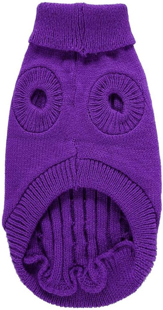 CHBORCHICEN Small Dog Sweaters Knitted Pet Cat Warm Dog Sweatshirt Winter Clothes Kitten Puppy Sweater (Large, Purple)