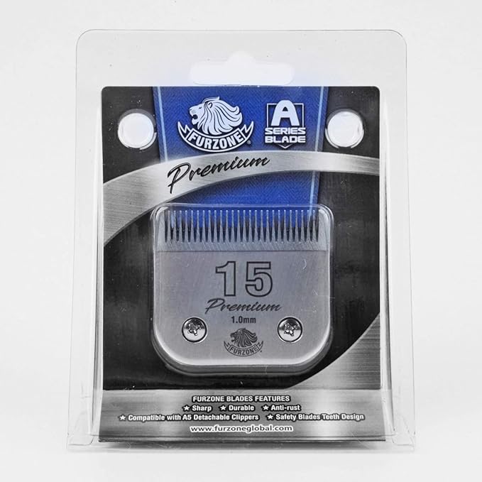 FURZONE Detachable Blade - Size 15 Blade 3/64", Made of Extra Durable Japanese Steel, Compatible with Most Andis, Oster, Wahl A5 Clippers