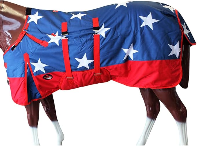 HILASON American Flag 80 in 1200D Winter Waterproof Poly Horse Turnout Blanket Belly Wrap