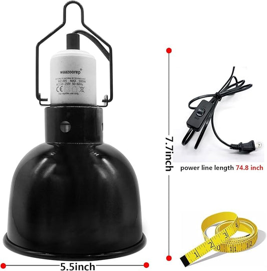 Reptile Light Fixture 2 Pack 5.5 Inch Deep Dome Lamp Fixture,Optical Reflection Reptile Basking Heat Bulb Lampshade for Bearded Dragon, Turtle, Snake and Lizard Terrarium