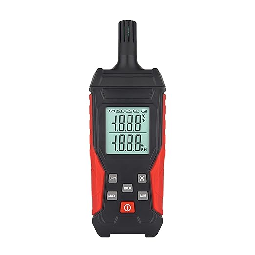 HFS(R) Temperature & Humidity Meter Detector Digital Hygrometer Handheld Industrial Home Indoor - Ambient, Relative Humidity, LCD Backlight, Min/Max Hold