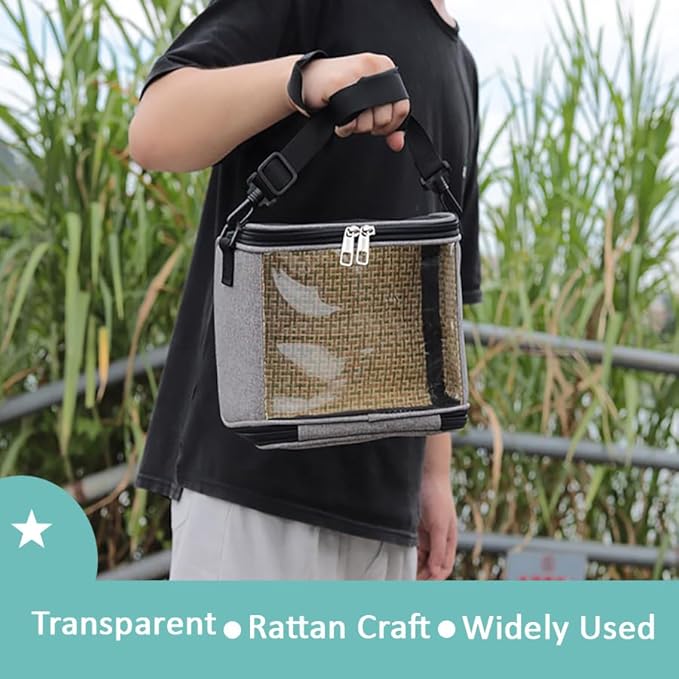 FLEXMAN Bird Carrier Bag, Portable Small Bird Travel Cage, Transparent Lightweight Breathable, Two Way Zipper Parrot Travel Cage with Side Pockets for Parrots, Birds, Hamsters, Small Lizards (Grey)