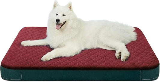 JoicyCo Large Dog Bed, Orthopedic Foam Big Dog Bed Mattress, 40 Inches Joint Relief Pet Sleeping Beds, Non Slip Bottom with Removable Washable Cover, Wine Red