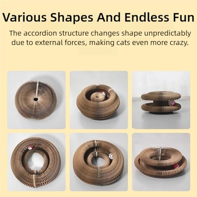 Rascador Flexible,rascador Flexible, 360°Spiral Track, Built-in Ball Pit, Magnetic Design, Free Splicing, Relieve Stress, Suitable for Indoor Cats (2PCS)