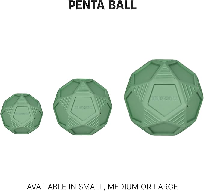Dog Friendly Co. Penta Ball | Dog Treat Ball | Durable Treat Dispensing Toy | Heavy-Duty Silicone | Mentally & Physically Stimulating Play for All Breeds | Dark Green | Large