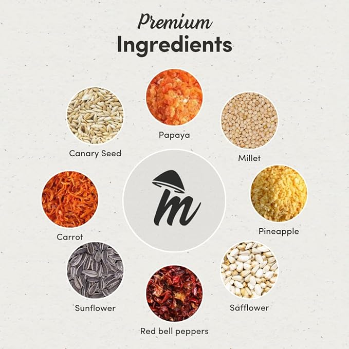 Mycelium Pet Bird Harvest Blend Bird Seed | Organic Food for Cockatiels, Lovebirds & Conures | Fruits, Vegetables, Egg, Vitamins & Minerals | Supports Feather & Digestive Health | 5 lb Bag