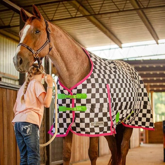 Jeffers Expression 1200 Denier Standard Neck Turnout Blanket, Skater Cowgirl, 87" - Waterproof, Breathable Horse Blanket with 240 gram of Polyfill, Ideal Protection for Winter, Medium Weight