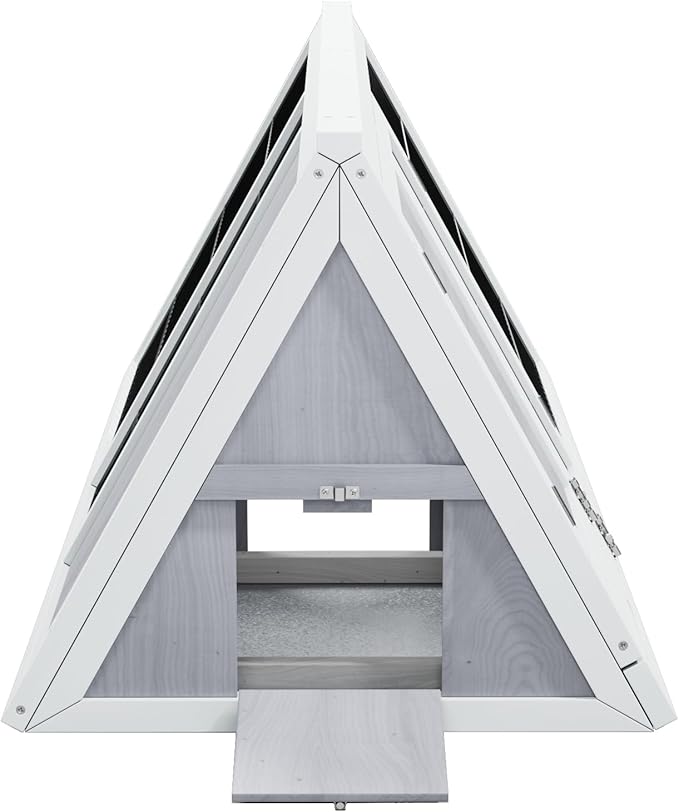 Small Chicken Coop, Wooden Chicken Coop for 2 Chickens Outdoor A-Frame Quail Coop Bunny Cage with 3 Doors,Pull-Out-Tray&Ventilating Wire Fence for Small Animals(Grey)