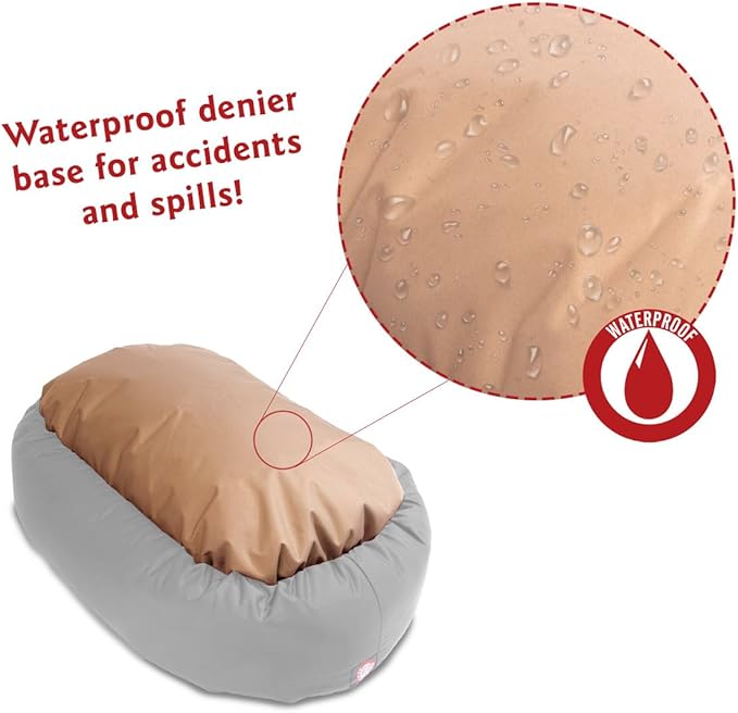 Majestic Pet 40 Inch Micro Velvet Calming Dog Bed Washable 40x29x9 (inch) – Cozy Soft Round Donut Dog Bed with Spine for Head Support - Pet Bed Large – Marine