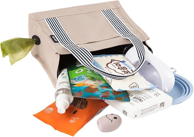 Dog Walking Bag Crossbody Tote and Dog Treat Pouch with Built-in Poop Bag Dispenser