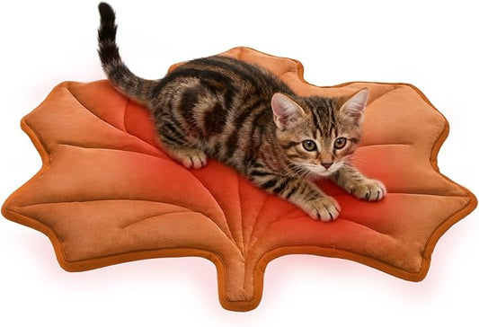 KOOLTAIL Upgrade Self Warming Cat Bed for Winter, Reversible Extra Cozy Pet Sleeping Blanket Pad for All Season, Thicken Self Heating Puppy Mats with Thermal Foil for Crate, Floor, Outdoor, Maple Leaf