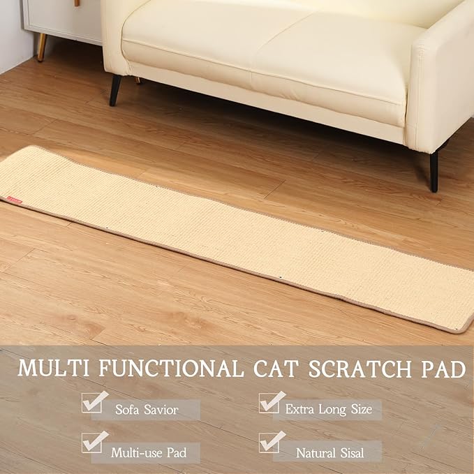 66.93x13.38x0.32 inch Thickened Cat Wall Scratcher Carpet, Cat Climbing Wall, Durable Cat Wall Furniture, Tall Cat Scratching Post, Wall Scratchers for Indoor Cats Sofa Protector (Brown-Velcro Strap)