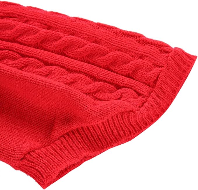 CHBORCHICEN Small Dog Sweaters Knitted Pet Cat Warm Dog Sweatshirt Winter Clothes Kitten Puppy Sweater (Large,Red)