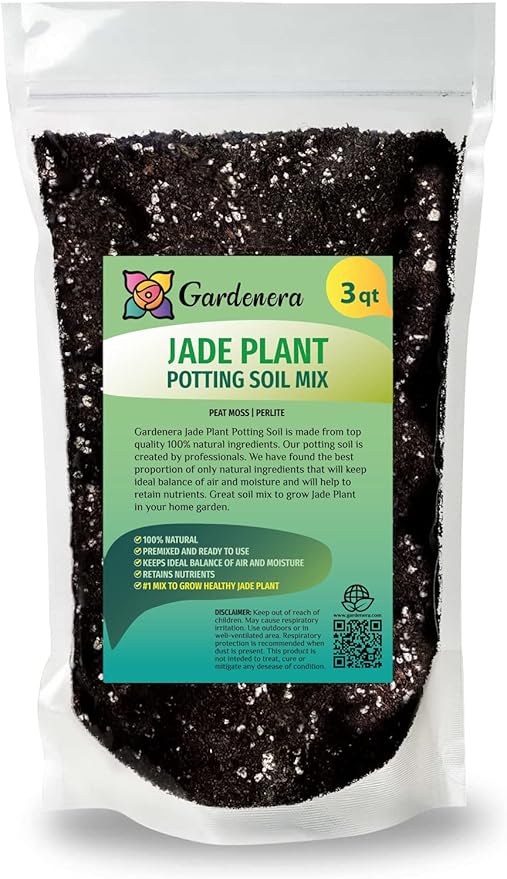 GARDENERA Premium Jade Plant Potting Soil Mix - (3 Quart Bag)