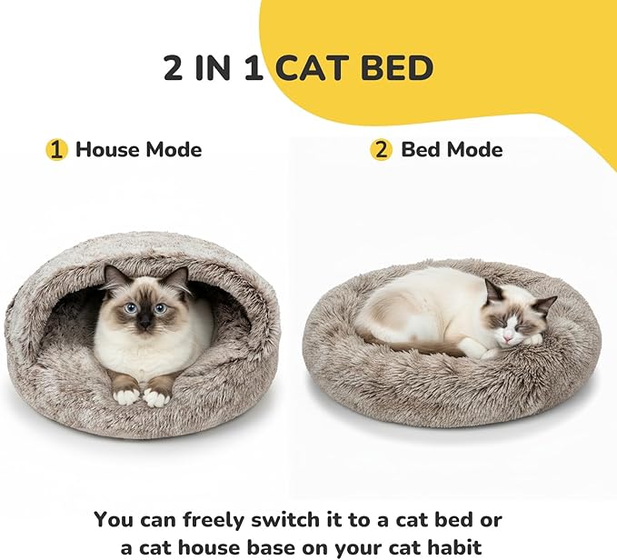 CATISM Large Cat Beds for Indoor Cats Dogs - Cat Bed Calming Nest, Self Warming Cat Bed Cave, Cozy Pod for Indoor Cat or Small Dog, Removable Washable Pet Cave with Non-Slip Bottom for Large Dogs