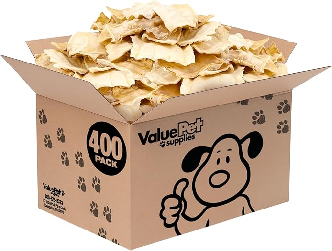 ValueBull USA Rawhide Chips, 400 Count Bulk Pack - Natural & Safe, USA Beef Hide, Long Lasting, Chemical Free, No Artificial Flavors