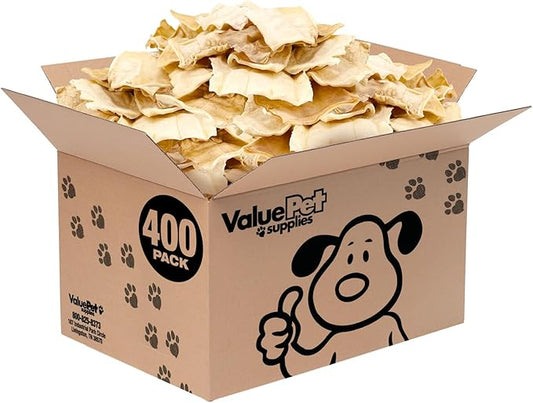 ValueBull USA Rawhide Chips, 400 Count Bulk Pack - Natural & Safe, USA Beef Hide, Long Lasting, Chemical Free, No Artificial Flavors