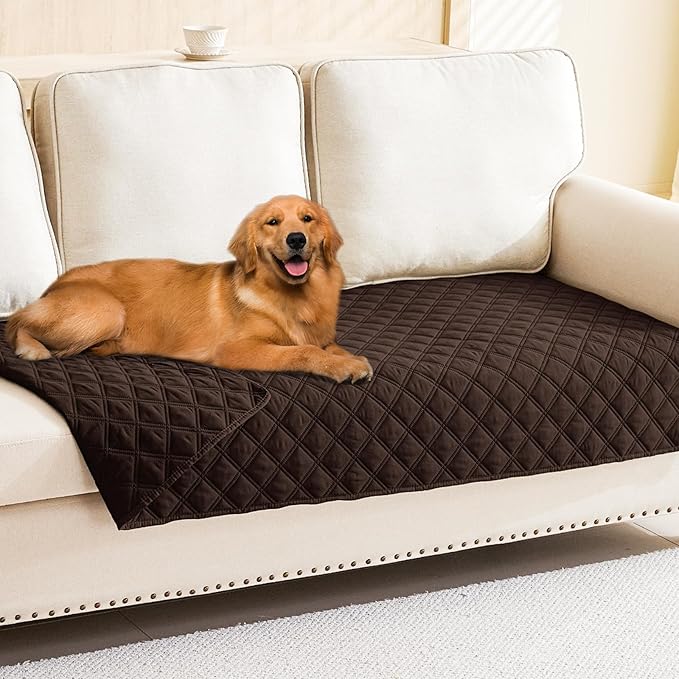 Smiry Waterproof Dog Bed Cover Pet Blanket, Soft Washable Dog Blanket for Furniture Bed Couch Sofa Reversible, Checkered (40"x70", Chocolate/Chocolate)