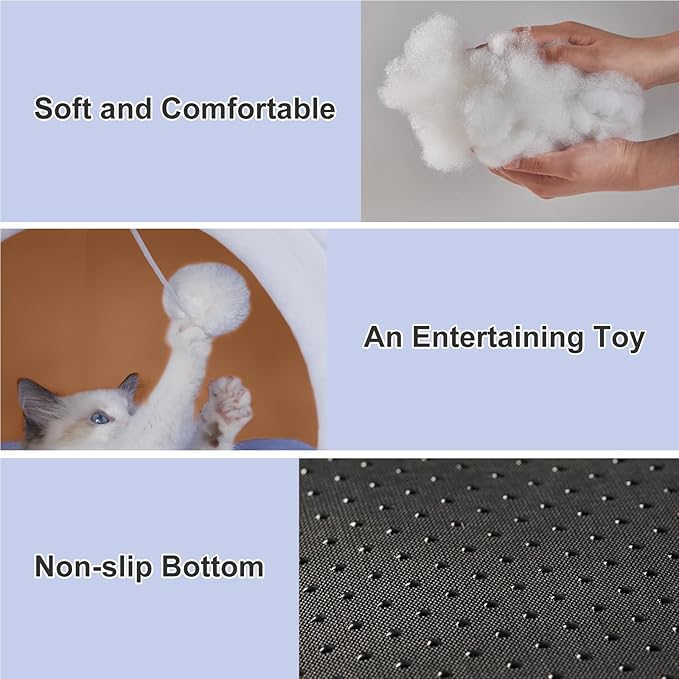 Jiupety Cute Cat Bed for Indoor Cats, Warm Soft Cave Fit for Cat Up to 16 Lb and Puppy, Big Ear, M