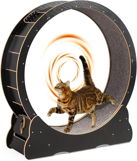 VINGLI Cat Wheel, Large Exercise Wheel for Indoor Cats, Silent Cat Running Wheel with Safety Lock, Black (39.4 inch)