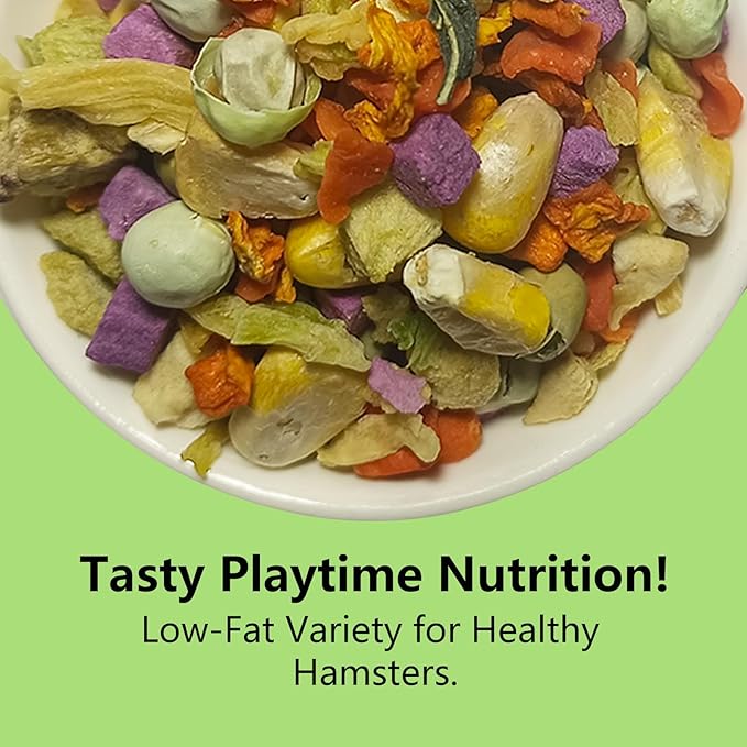 Natural Hamster & Gerbil Food 6oz, Vitamin & Mineral Rich Daily Diet for Hamsters, Gerbils,Guinea Pigs, Chinchillas,Supports Dental Health and Digestion, Fruit & Vegetable Hamster Food