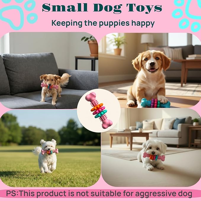 Puppy Teething Toy, Durable Chew Toy for Small Dogs, Interactive Bone Toy to Keep Puppies Busy, Teeth Cleaning Dog Toy for Small Breeds