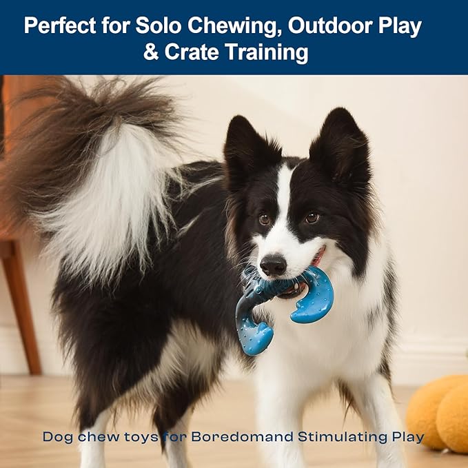 Indestructible Dog Chew Toy for Aggressive Chewers – Durable Nylon Crab Shape, Bacon Flavor, Treat Dispensing Chew Toy for Large Dogs, Teeth Cleaning & Anxiety Relief