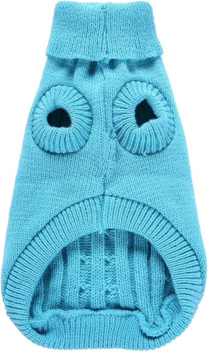CHBORCHICEN Small Dog Sweaters Knitted Pet Cat Warm Dog Sweatshirt Winter Clothes Kitten Puppy Sweater (XX-Small, Sky Blue)