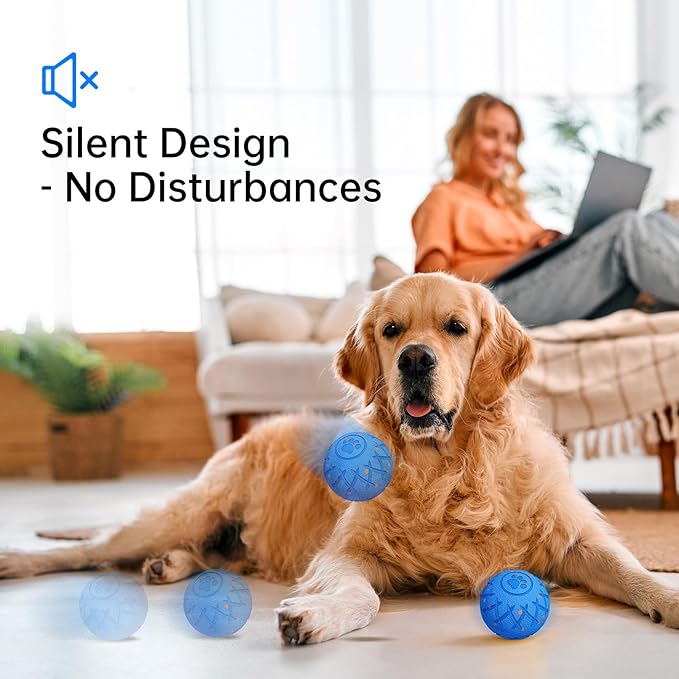 Interactive Dog Ball, Automatic Moving, Bouncing and Rotating, E-TPU Silent Foam Material, IP54 Waterproof Rating, Smart Active Rolling, Stimulation Toys for Medium and Large Dogs to Keep Them Busy