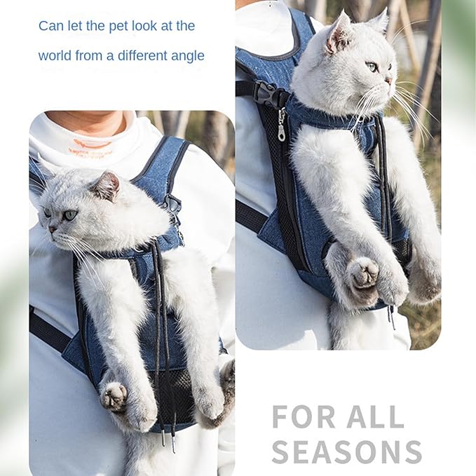 Portable Pet Carrier Backpack, Adjustable Pet Front Cat Dog Carrier Backpack Travel Bag for Small Medium Dogs Cats Puppies, Cat Backpack Carrier for Hiking Cycling (C, S)