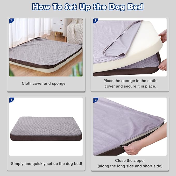 JoicyCo Dog Beds for Medium Dogs, Orthopedic Foam Dog Beds, Joint Relief Pets Sleeping Mattress, Non Slip Bottom with Washable Removable Cover, Grey