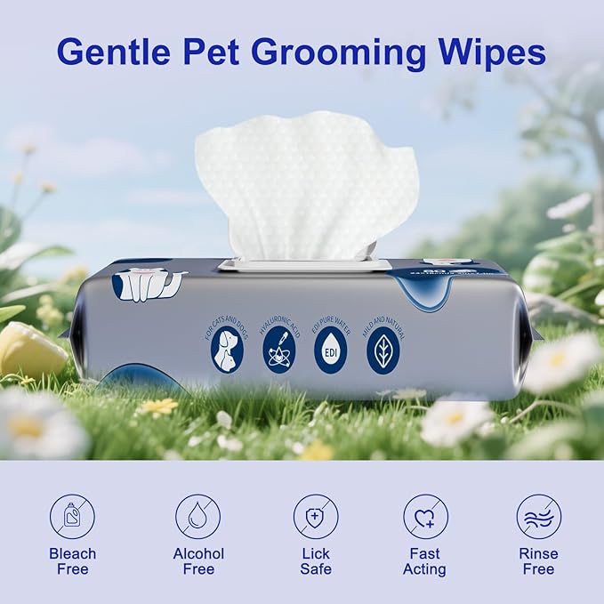 MIOSSZI Pet Cleaning Deodorizing Wipes for Dogs & Cats Pet No-Rinse Grooming Wipes Hypoallergenic Disposable Pet Bathing Wipes Hydrating & Nourish Fur Dog Cleaning Wipes for Paw, Butt, Body 160 pcs