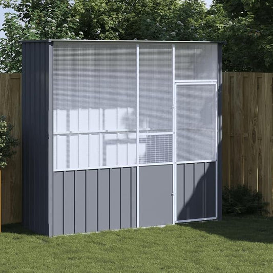 Galvanized Steel Bird Cage Outdoor Bird Aviary Cage, Mesh Fence Bird House Outdoor Aviary Flight Bird Cage, Anthracite 84.6"x30.7"x78.7" Galvanized Steel,-976