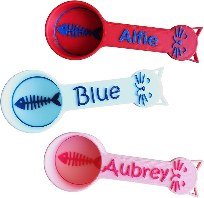 Personalized Cat Food Scoop, Cat Food Measuring Cup with Name, Kibble Scoop (0.5 oz - 1/16 cup)