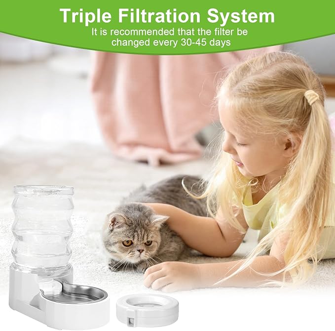Dog Water Dispenser Filters, Triple Filtration System For 3L/3.6L/4.6L/6L/8L Pet Water Dispenser, Pet Fountain filter Replacement (4 Pcs)