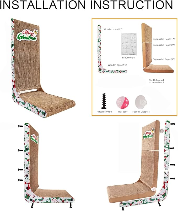 Cardboard Cat Scratcher, 23.6 Inch L Shaped Vertical Cat Scratching Board, Wall-Mount Cat Scratchers for Indoor Cats (Colorful, 6pcs)