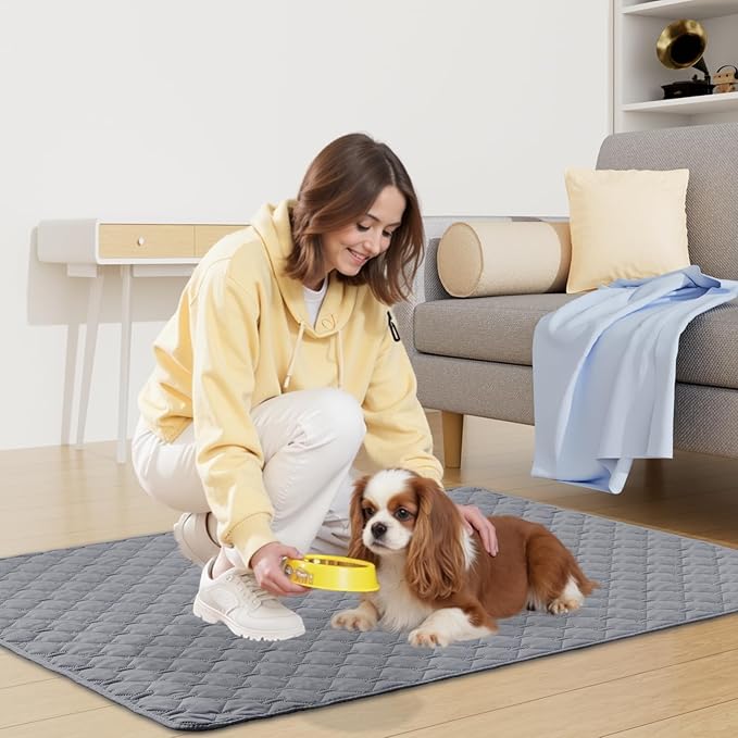 Smiry Waterproof Dog Bed Cover Blanket, Soft Reversible Pet Blanket, Washable Leakproof Cats Dogs Couch Cover for Sofa, Couch, Furniture, Plaid (82x102 Inch, Grey/Light Grey)