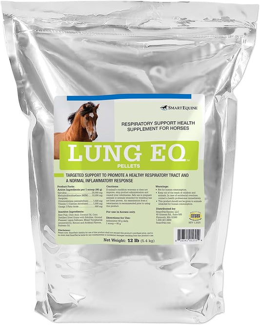 SmartEquine Lung EQ Pellets for Innovated Respiratory Support | Horse Health | Spirulina for Horses with Antioxidants, Herbs, Minerals | Equine Pellet for Respiratory Support | 12 LB