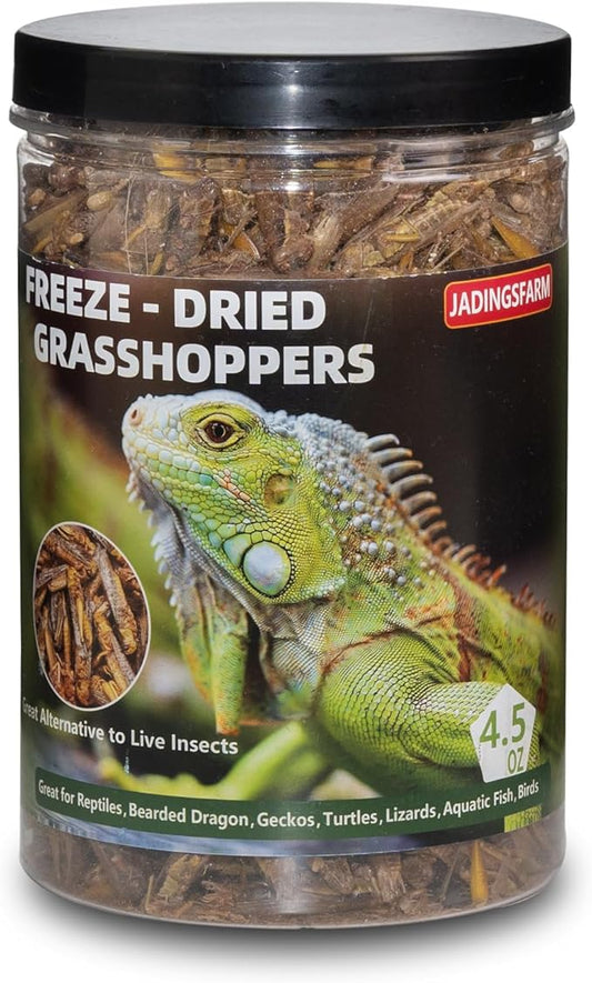 Freeze Dried Grasshoppers – 4.5 Oz High Protein Freeze Dried Grasshoppers for Reptiles, Food for Bearded Dragons Lizards, Geckos, Birds, Hedgehogs