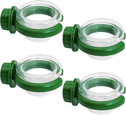 PINVNBY 4 PCS Birds Cage Feeders with Clamp, Transparency Feeding Dish Cups Easy to Install Bird Bowls Small-Sized Detachable Parakeet Feeder for Finches Lovebirds（Green）
