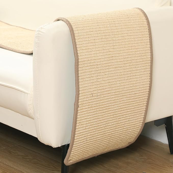 66.93x13.38x0.32 inch Thickened Cat Wall Scratcher Carpet, Cat Climbing Wall, Durable Cat Wall Furniture, Tall Cat Scratching Post, Wall Scratchers for Indoor Cats Sofa Protector (Brown-Velcro Strap)