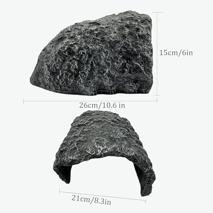 Large Reptile Hide Resin Snake Hides for Ball Pythons, Bearded Dragons, Leopard Geckos - Realistic Simulation Rock Hideouts