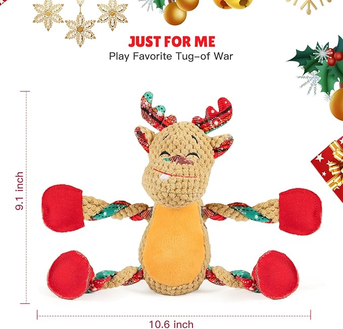 Christmas Dog Toys for Large Dogs,Squeaky Dog Toys, Tug of War Dog Plush Toys,Large Stuffed Dog Toys for Large Dogs with Crinkled Paper,Stuffed Animals Toys for Dogs to Keep Them Busy