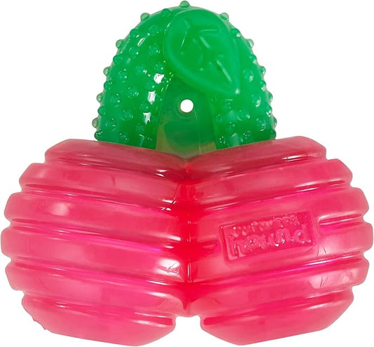 Outward Hound Gummiez Cherries 2-in-1 Dental Dog Chew Toy and Dog Treat Stuffer Game, Cherry Scent, Red