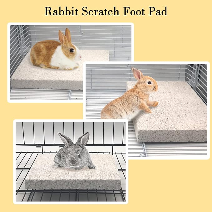 BNOSDM Rabbit Grinding Claw Pads 2Pack Bunny Scratch Foot Pads Natural Hamster Lava Stone for Teeth Grinding White Rabbit Scratching pad Chew Toy for Guinea Pig Ferret Chinchilla Mouse