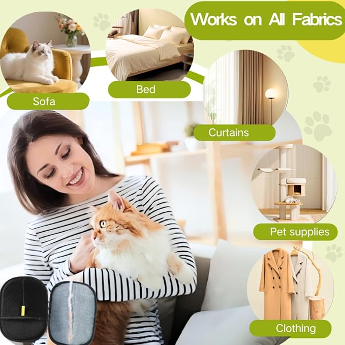 Pet Hair Removal Glove for Dogs and Cats - Electrostatic Grooming Glove & Lint Remover for Furniture, Car Seats, Clothing, Couch, Carpet - Washable & Effortless Hair Remover Tool